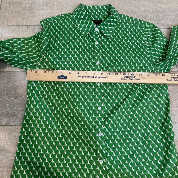TALBOTS WOMENS GREEN LONG SLEEVE BUTTON UP SHIRT DOG PRINT 8P - Picture 5 of 8